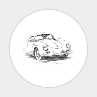 Chalk drawing - Retro Car Magnet